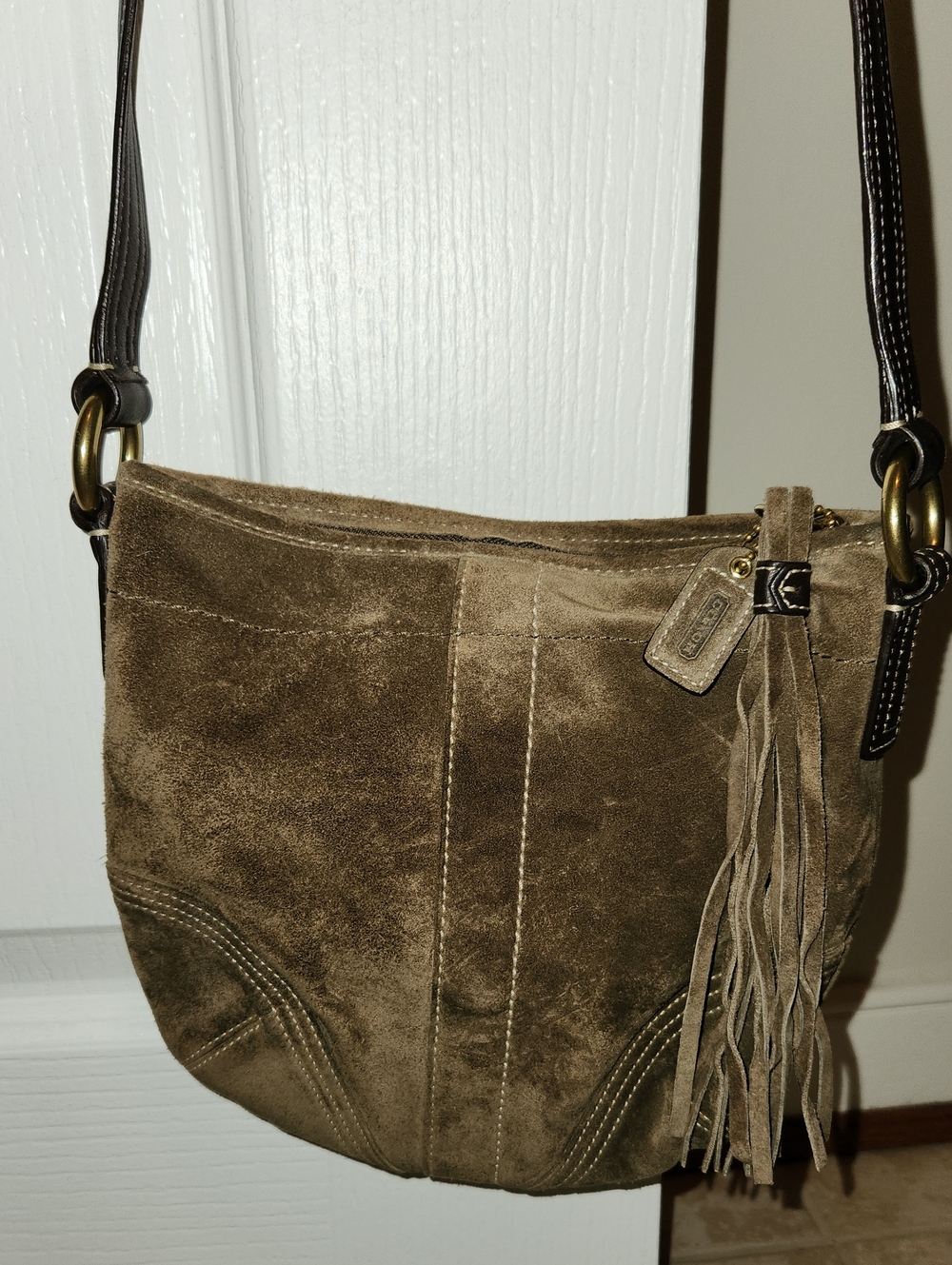 vintage y2k coach suede hobo crossbody